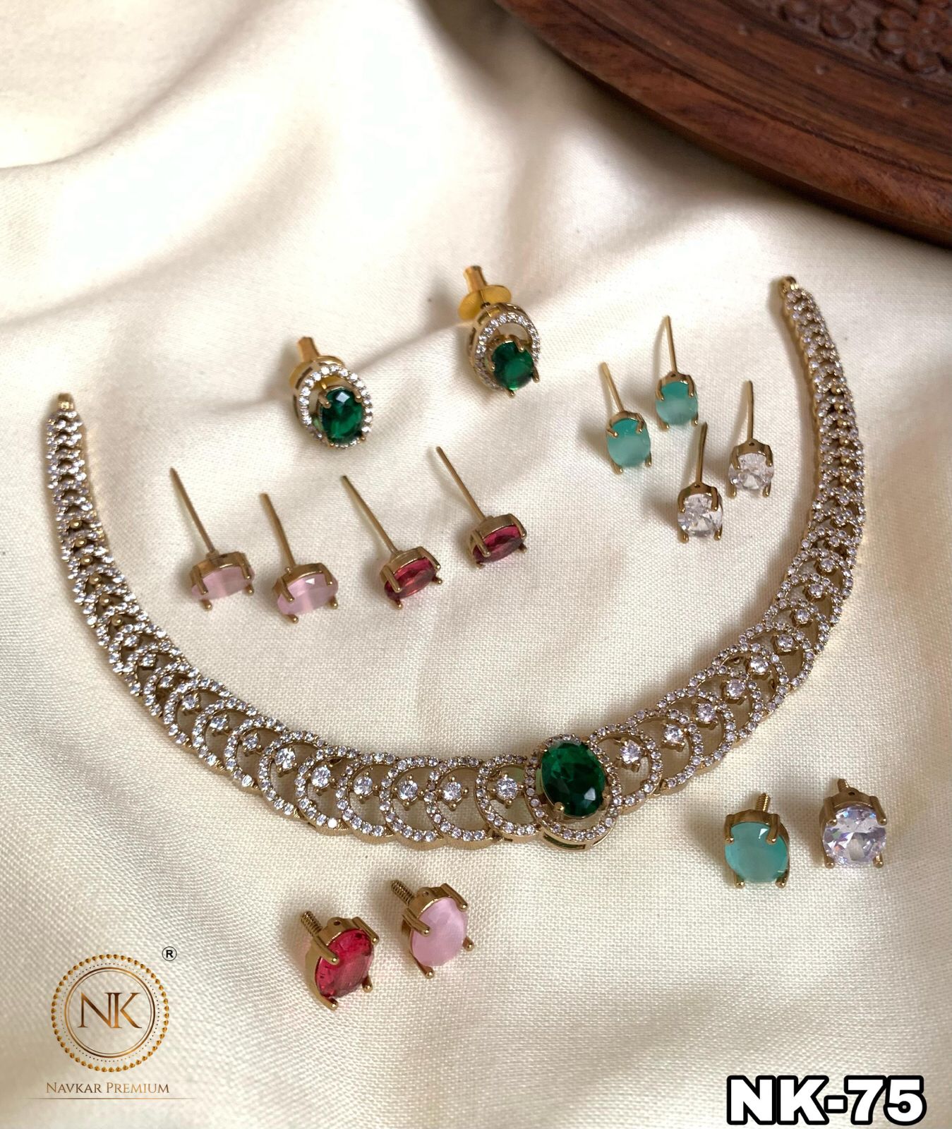 AD stone exchangeable necklace with 5 colors