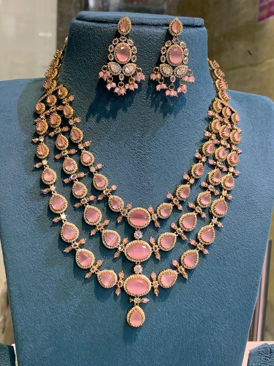 PINK RAGA Real Kundan Grand Bridal two layer neckset