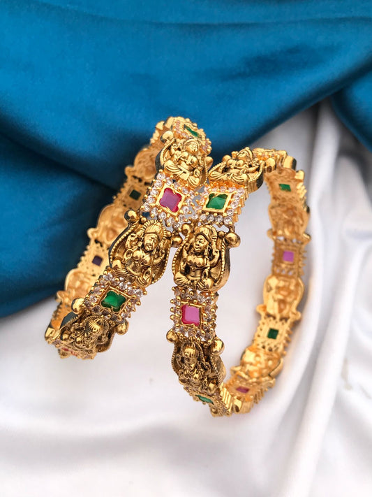 Multi color square stone Lakshmi kada bangle