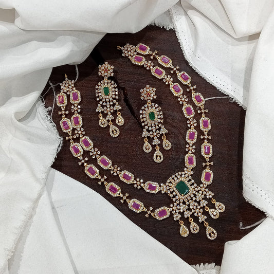 ROSIE Rose Green AD stone diamond finish two layer neckset