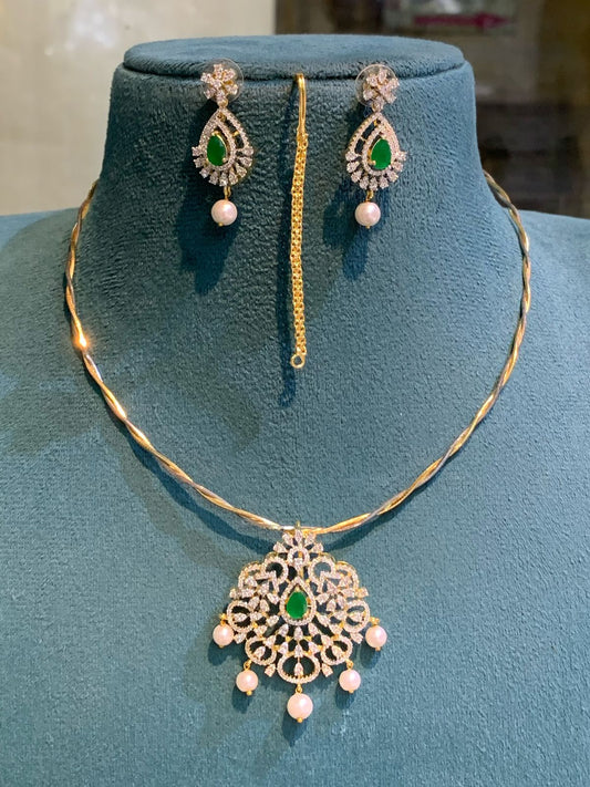 Wire type necklace with purple AD stone collection