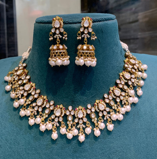 WHITE LOTUS Kundan premium neckset