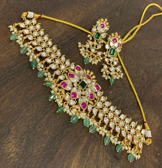 Lotus Kundan bridal choker